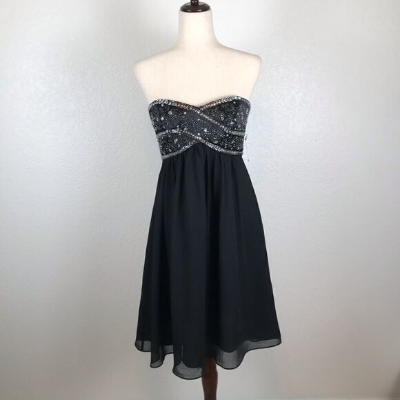 Dusk sequined embellished strapless mini dress prom 8 - Picture 1 of 11